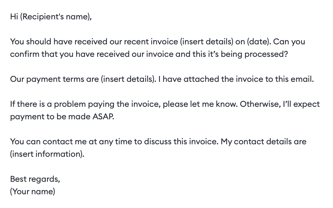 Unpaid Invoice Reminder Email Template